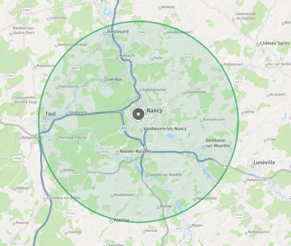 Zone d'intervention pour soutien scolaire à domicile à Nancy